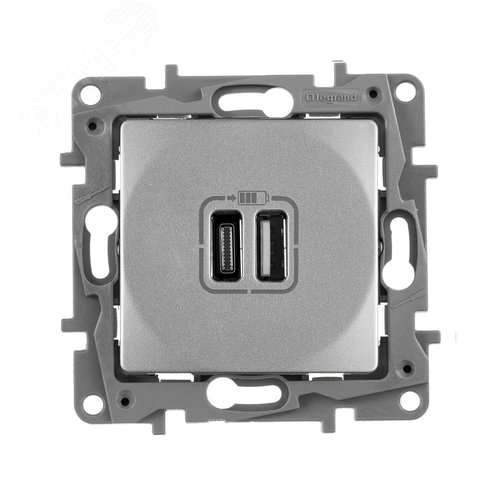 Розетка USB A+C 15Вт алюминий ETIKA - IEK (ИЭК)
