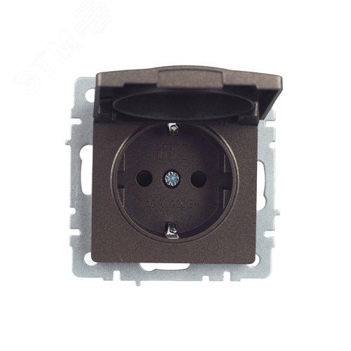 BRITE Розетка с заземлением с защитными шторками и крышкой 16А IP44 РСбш10-3-44-БрТБ темная бронза - фото 10