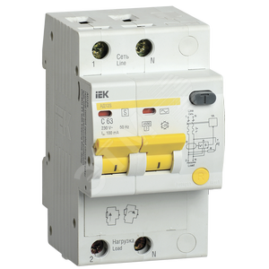 Выключатель автоматический дифференциальный АД12S 2Р 25А 100мА