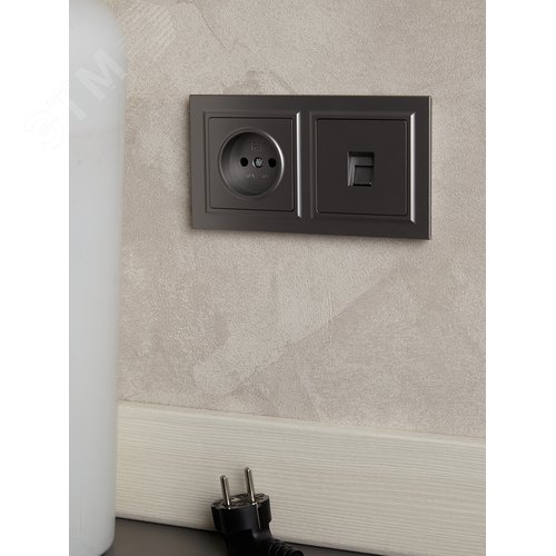 BRITE Розетка без заземления без защитных шторок 10А РС10-1-0-БрС сталь - фото 7