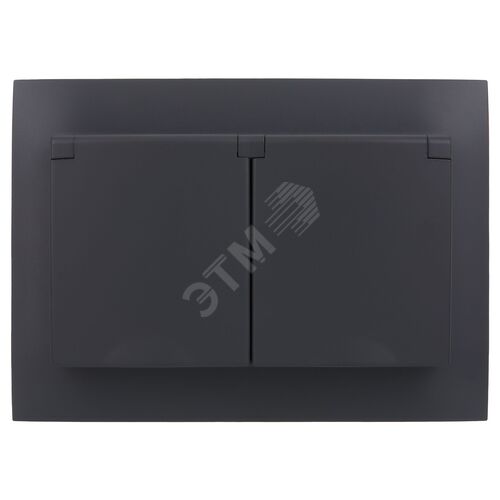 SKANDY Розетка 2-местная и крышкой 16А в сборе IP44 SK-R12T титан IEK - фото 3