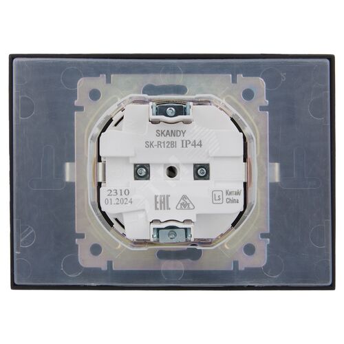 SKANDY Розетка 2-местная и крышкой 16А в сборе IP44 SK-R12Bl черный IEK - фото 4