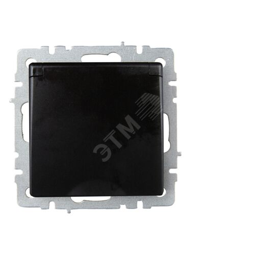 BRITE Розетка с заземлением с защитными шторками и крышкой 16А IP20 РСбш10-3-БрЧ черный - фото 3