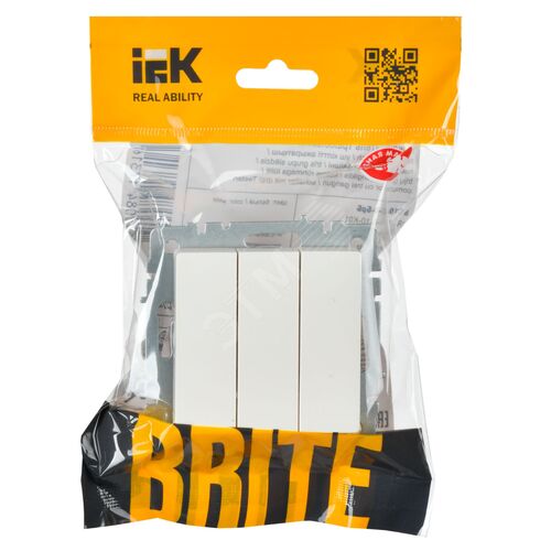 BRITE Выключатель трехклавишный 10А ВС10-3-0-БрБ белый - фото 2
