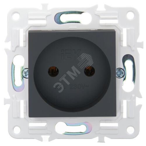 SKANDY Розетка без заземления без защитных шторок 10А SK-R02G графит IEK - фото 3