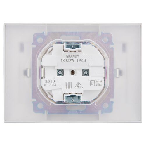 SKANDY Розетка 2-местная и крышкой 16А в сборе IP44 SK-R12W арктический белый IEK - фото 4