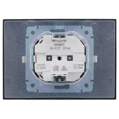 SKANDY Розетка 2-местная и крышкой 16А в сборе IP44 SK-R12T титан IEK - фото 4