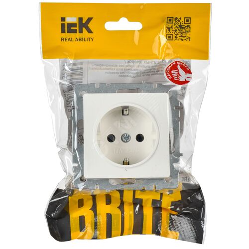 BRITE Розетка с заземлением без защитных шторок 16А РС11-1-0-БрБ белый - фото 2