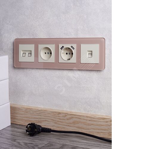 BRITE Рамка 4 поста РУ-4-2-Бр стекло дым. RE IEK - фото 6
