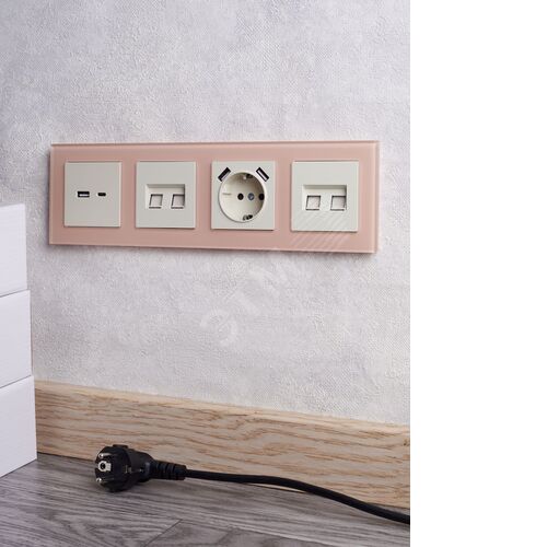 BRITE Рамка 4 поста РУ-4-2-БрП стекло персиковый матовый IEK - фото 6