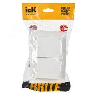 BRITE Розетка двойная с заземлением с защитными шторками и крышкой 16А в сборе IP44 РСбш12-3-44-БрБ белый - фото 2