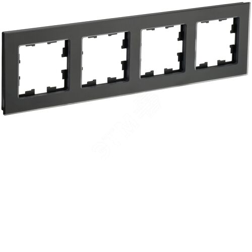 BRITE Рамка 4 поста РУ-4-2-Бр стекло черный матовый IEK - фото 2