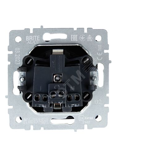 BRITE Розетка с заземлением с защитными шторками и крышкой 16А IP20 РСбш10-3-БрЧ черный - фото 5