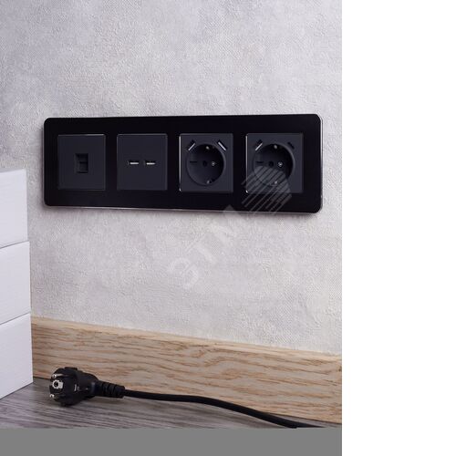 BRITE Рамка 4 поста РУ-4-1-Бр металл черный RE IEK - фото 7