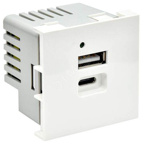 PRIMER РКЮ-25-40-П Розетка USB A+C 4,2А (2 мод.) бел. | PR-KK40D-RU-0-2-AC-K01 | IEK - фото 2