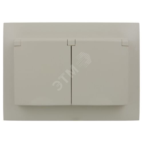 SKANDY Розетка 2-местная и крышкой 16А в сборе IP44 SK-R12B бежевый IEK - фото 3
