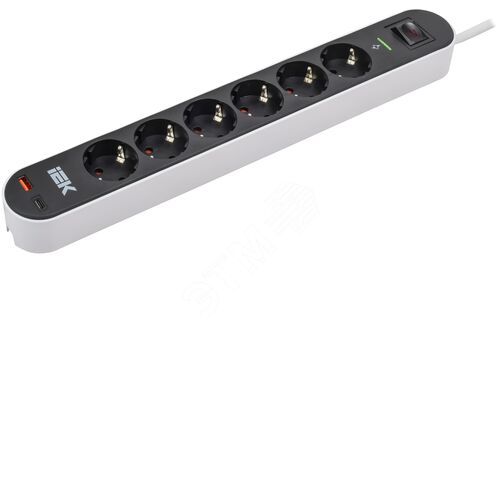 Фильтр сетевой СФ-06К 16А USB A+C 20Вт 1,5м 3х1,5мм2 черный - IEK (ИЭК), артикул WFP10-16-06-01-ZKU-K02