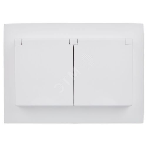 SKANDY Розетка 2-местная и крышкой 16А в сборе IP44 SK-R12W арктический белый IEK - фото 3