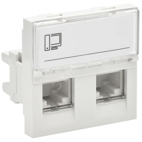 PRIMER РКИ-22-00-П-6 Розетка RJ45 кат.6 (2модуля /2входа) белая | PR-KK40D-RI-0-2-2C06U-K01 | IEK - фото 2