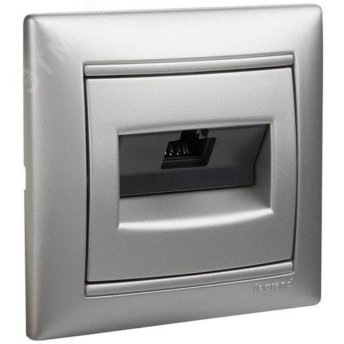 Розетка компьютерная RJ45 категория 6 UTP с захватами алюминий VALENA - IEK (ИЭК)