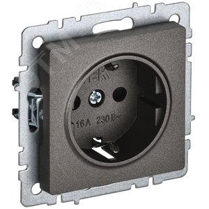 BRITE Розетка с заземлением с защитными шторками 16А РС14-1-0-БрТБ темная бронза - IEK (ИЭК)