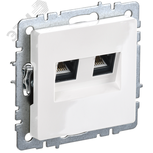 BRITE Розетка компьютерная двойная кат.5E RJ45 РК10-2-БрБ белый - IEK (ИЭК)