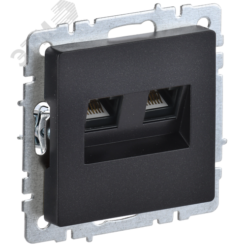 BRITE Розетка компьютерная двойная RJ45 кат.5E РК10-2-БрЧ черный - IEK (ИЭК)