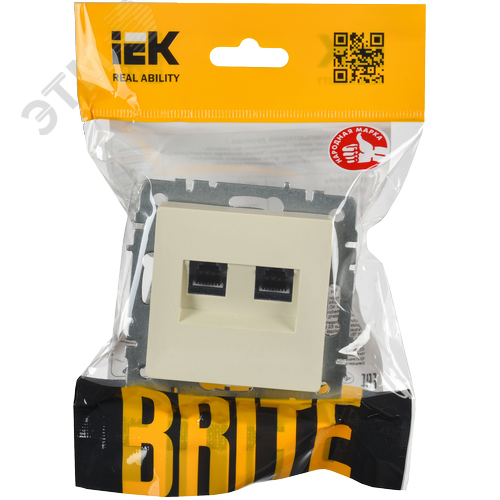 BRITE Розетка компьютерная двойная RJ45 кат.5E РК10-2-БрКр бежевый - фото 2
