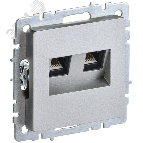 BRITE Розетка двойная RJ11+RJ45 кат.5E РК/Т12-БрА алюминий - IEK (ИЭК)