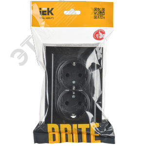 BRITE Розетка двойная с заземлением без защитных шторок 16А в сборе РС12-3-БрЧ черный - фото 7