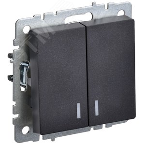 BRITE Выключатель двухклавишный с индикацией 10А ВС10-2-1-БрЧ черный - IEK (ИЭК)