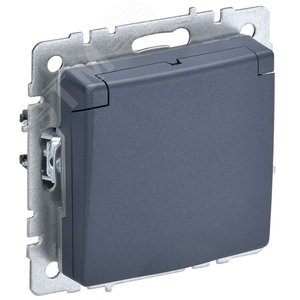 BRITE Розетка с заземлением с защитными шторками и крышкой 16А IP20 РСбш10-3-БрМ маренго - IEK (ИЭК)