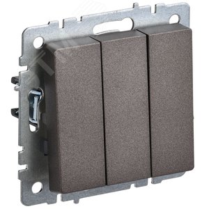 BRITE Выключатель трехклавишный 10А ВС10-3-0-БрТБ темная бронза - IEK (ИЭК)