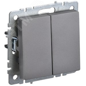 BRITE Выключатель двухклавишный 10А ВС10-2-0-БрС сталь - IEK (ИЭК)