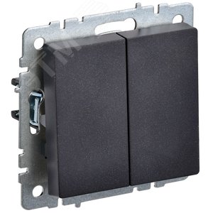 BRITE Выключатель двухклавишный проходной 10А ВС10-2-6-БрЧ черный - IEK (ИЭК)