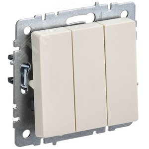 BRITE Выключатель трехклавишный 10А ВС10-3-0-БрКр бежевый - IEK (ИЭК)