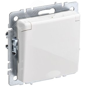 BRITE Розетка с заземлением с защитными шторками и крышкой 16А IP44 РСбш10-3-44-БрБ белый - IEK (ИЭК)
