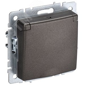 BRITE Розетка с заземлением с защитными шторками и крышкой 16А IP44 РСбш10-3-44-БрТБ темная бронза - IEK (ИЭК)