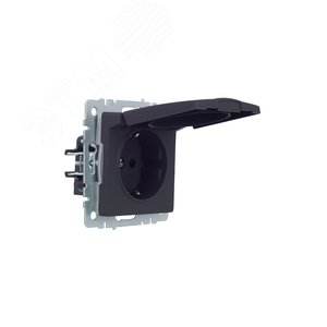 BRITE Розетка одинарная с заземлением с защитными шторками и крышкой 16А IP44 РСбш10-3-44-БрГ графит - фото 2