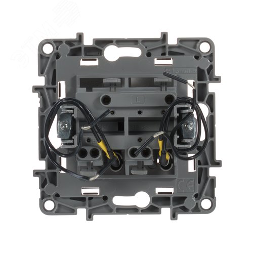 Выключатель 2-клавишный с подсветкой/индикацией 10А безвинтовое крепление антрацит ETIKA 3