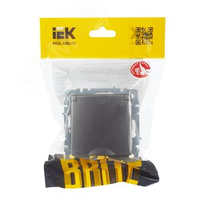 BRITE Розетка с заземлением с защитными шторками и крышкой 16А IP20 РСбш10-3-БрС сталь - фото 3
