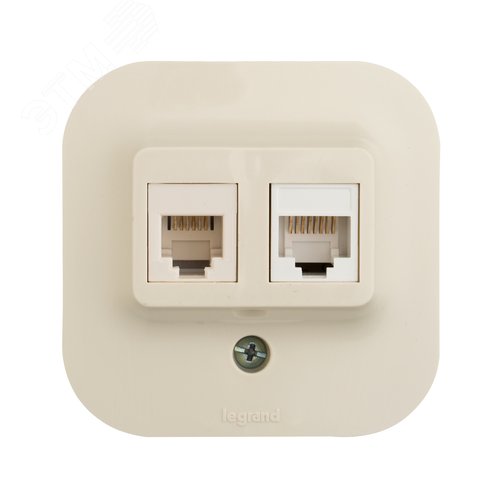 Quteo Розетка телефонная+компьютерная RJ11+RJ45 категория 5 UTP наружная бежевая - фото 3