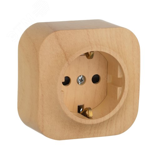 Розетка 1-местная для открытой установки с заземлением с защитными шторками 16Адерево QUTEO - IEK (ИЭК)