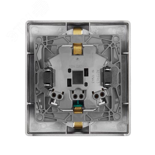 Розетка 2-местная с заземлением с защитными шторками безвинтовое крепление 16А в сборе антрацит ETIKA 3