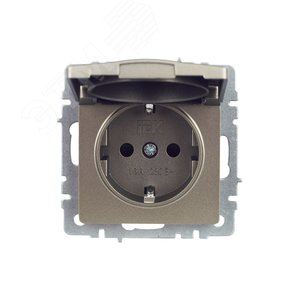 BRITE Розетка с заземлением с защитными шторками и крышкой 16А IP44 РСбш10-3-44-БрШ шампань - фото 9