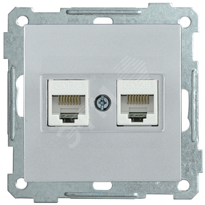 РK10-2-Б Розеткадвухместная компьютерная RJ45 Cat5e BOLERO серебряный - IEK (ИЭК)