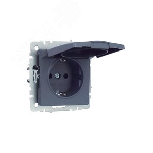 BRITE Розетка с заземлением с защитными шторками и крышкой 16А IP20 РСбш10-3-БрМ маренго - фото 2