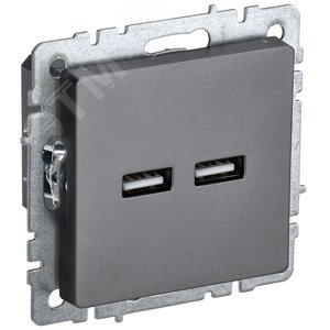 BRITE Розетка USB A+A 3.1А РЮ10-1-БрС сталь - IEK (ИЭК)