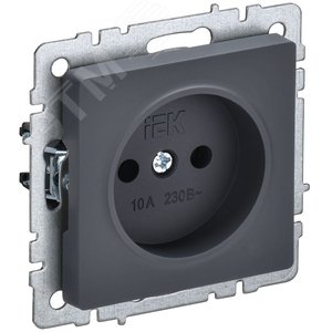 BRITE Розетка без заземления без защитных шторок 10А РС10-1-0-БрГ графит - IEK (ИЭК)