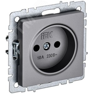 BRITE Розетка без заземления без защитных шторок 10А РС10-1-0-БрС сталь - IEK (ИЭК)